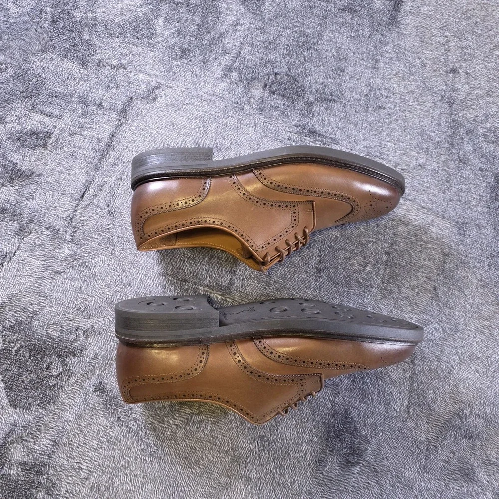 Polo Ralph Lauren Asher Wingtip Brown Leather Dress Shoes Size 8 D 41690-D24